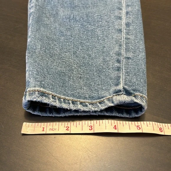 American Eagle Mom Straight Jeans 00 Short Stretch Distressed Denim - Picture 12 of 13